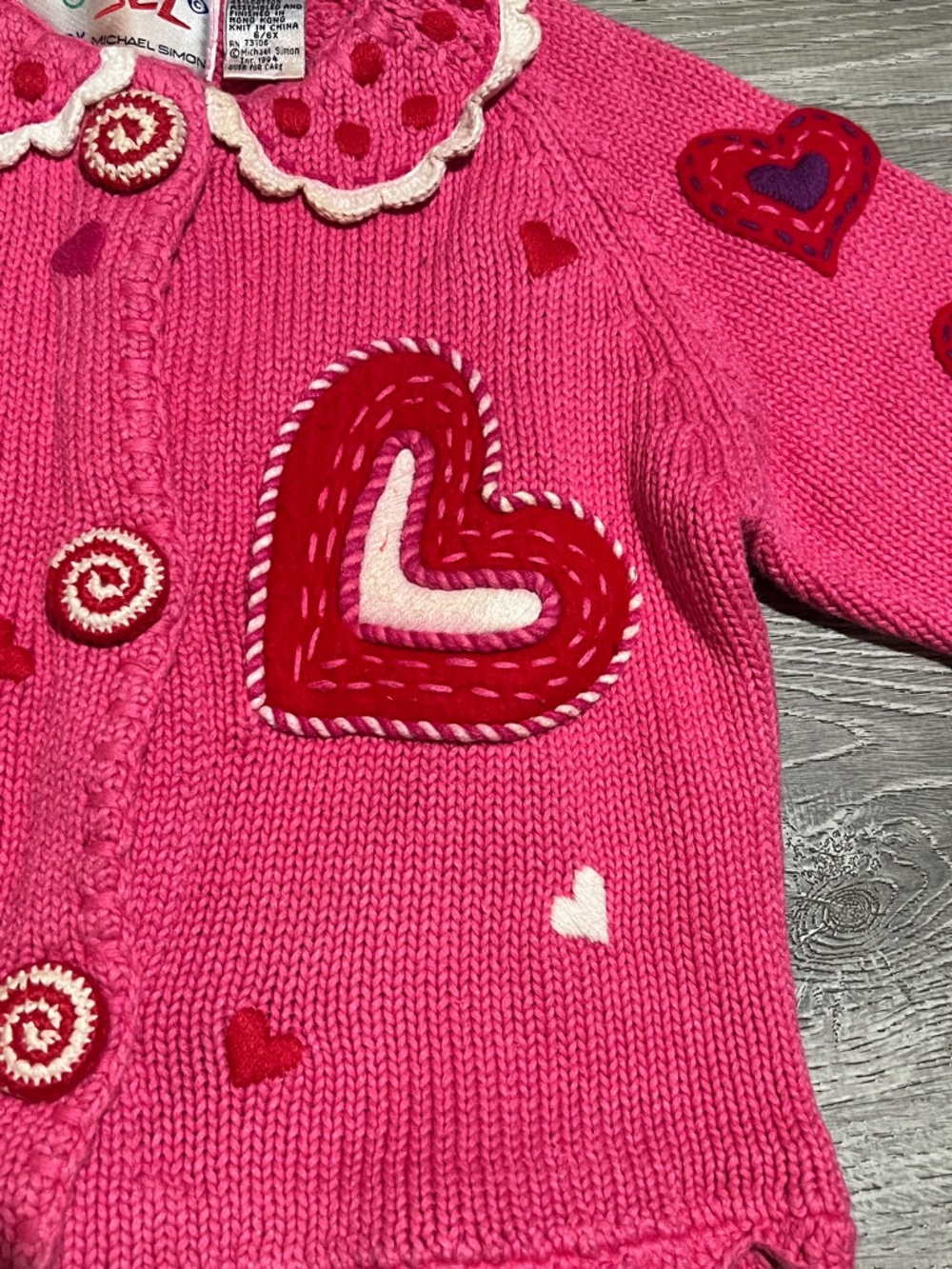 Rare Vintage Simon Sez by Michael Simon Pink Heart Cardigan - Picture 6 of 16